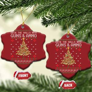 Xmas Gun Lover Christmas Ornament Deck The Halls With Guns And Ammo TS09 Snow Flake Red Print Your Wear