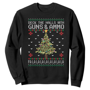 Christmas Gun Lover Sweatshirt Deck The Halls With Guns And Ammo TS09 Black Print Your Wear