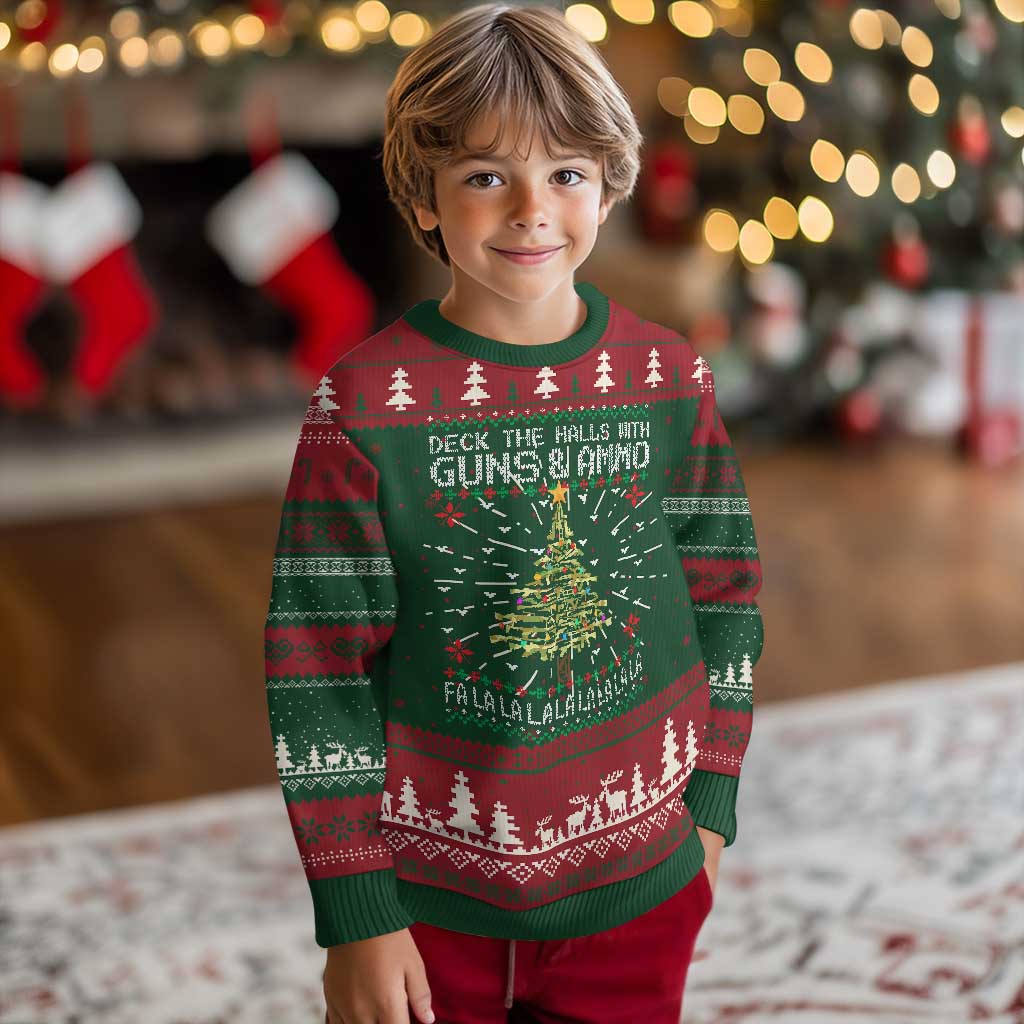 Xmas Gun Lover Ugly Christmas Sweater Deck The Halls With Guns And Ammo TS09 Christmas Print Your Wear