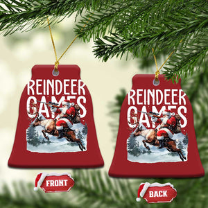 Xmas Hunting Christmas Ornament Reindeer Game Santa Hunter Deer Season TS09 Bell Flake Red Print Your Wear