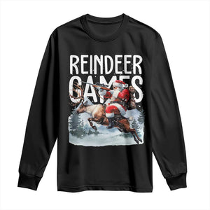 Christmas Hunting Long Sleeve Shirt Reindeer Game Santa Hunter Deer Season TS09 Black Print Your Wear