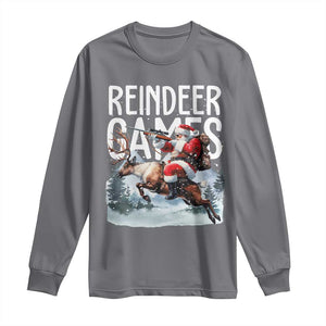 Christmas Hunting Long Sleeve Shirt Reindeer Game Santa Hunter Deer Season TS09 Charcoal Print Your Wear