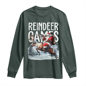 Christmas Hunting Long Sleeve Shirt Reindeer Game Santa Hunter Deer Season TS09 Dark Forest Green Print Your Wear