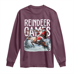 Christmas Hunting Long Sleeve Shirt Reindeer Game Santa Hunter Deer Season TS09 Maroon Print Your Wear