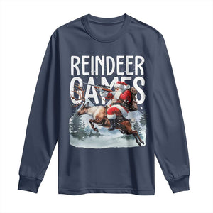 Christmas Hunting Long Sleeve Shirt Reindeer Game Santa Hunter Deer Season TS09 Navy Print Your Wear