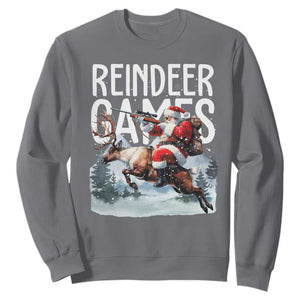 Christmas Hunting Sweatshirt Reindeer Game Santa Hunter Deer Season TS09 Charcoal Print Your Wear