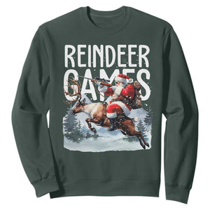 Christmas Hunting Sweatshirt Reindeer Game Santa Hunter Deer Season TS09 Dark Forest Green Print Your Wear