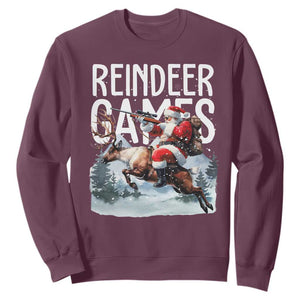 Christmas Hunting Sweatshirt Reindeer Game Santa Hunter Deer Season TS09 Maroon Print Your Wear