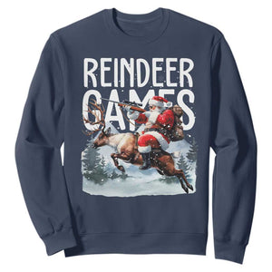 Christmas Hunting Sweatshirt Reindeer Game Santa Hunter Deer Season TS09 Navy Print Your Wear