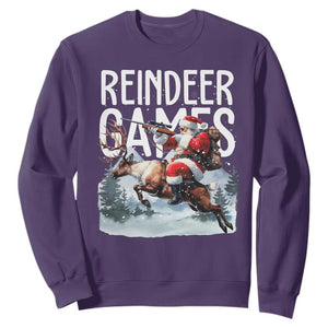 Christmas Hunting Sweatshirt Reindeer Game Santa Hunter Deer Season TS09 Purple Print Your Wear