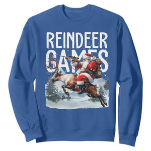 Christmas Hunting Sweatshirt Reindeer Game Santa Hunter Deer Season TS09 Royal Blue Print Your Wear