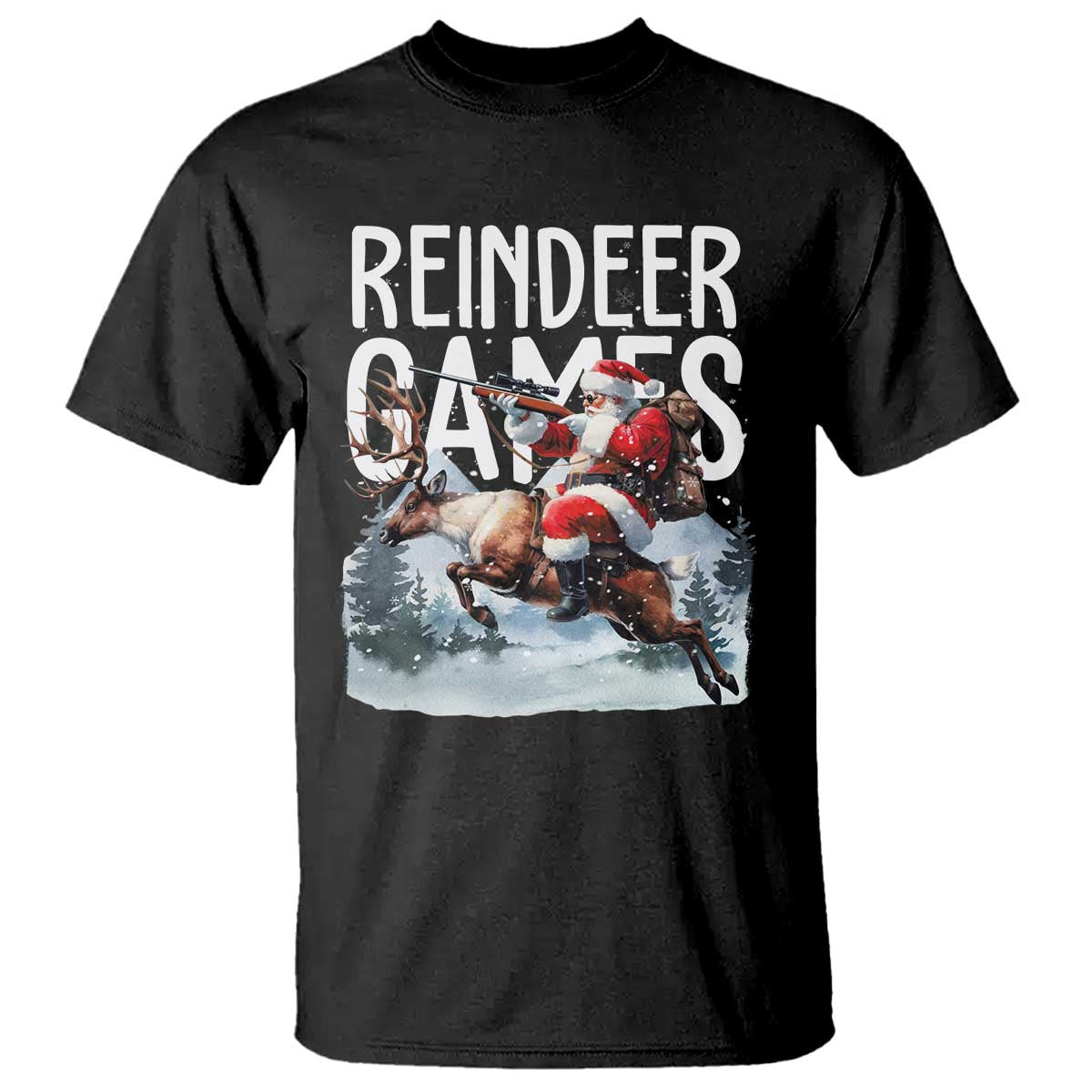 Christmas Hunting T Shirt Reindeer Game Santa Hunter Deer Season TS09 Black Print Your Wear