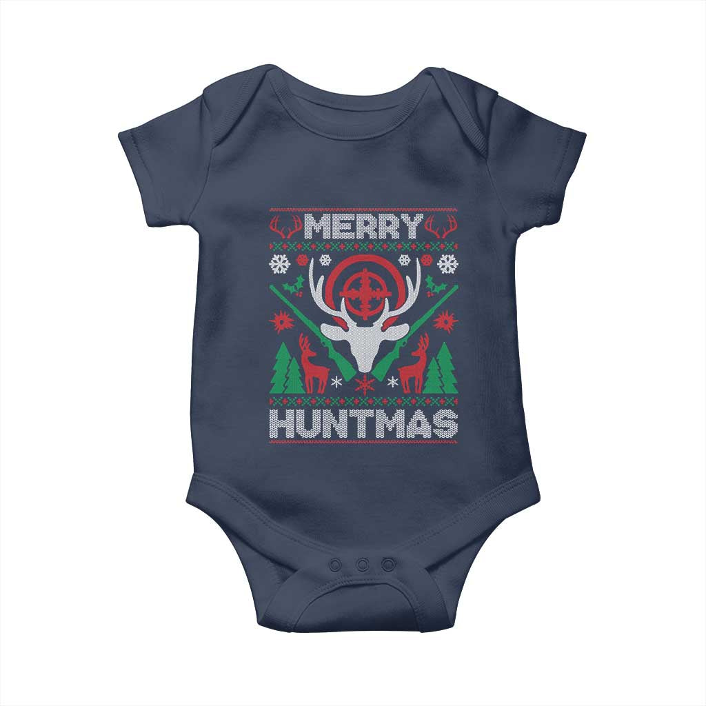 Christmas Hunting Baby Onesie Merry Huntmas Deer Season Hunter TS09 Navy Print Your Wear