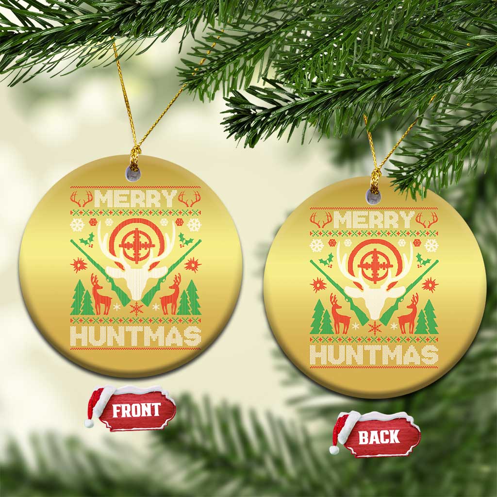 Xmas Hunting Christmas Ornament Merry Huntmas Deer Season Hunter TS09 Circle Gold Print Your Wear