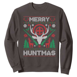 Christmas Hunting Sweatshirt Merry Huntmas Deer Season Hunter TS09 Dark Chocolate Print Your Wear