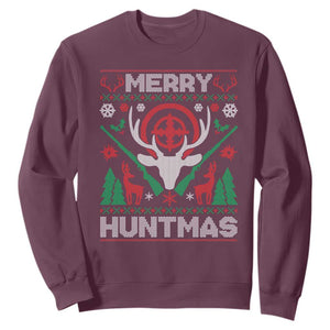 Christmas Hunting Sweatshirt Merry Huntmas Deer Season Hunter TS09 Maroon Print Your Wear