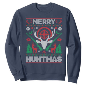 Christmas Hunting Sweatshirt Merry Huntmas Deer Season Hunter TS09 Navy Print Your Wear