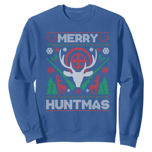 Christmas Hunting Sweatshirt Merry Huntmas Deer Season Hunter TS09 Royal Blue Print Your Wear