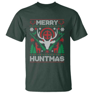 Christmas Hunting T Shirt Merry Huntmas Deer Season Hunter TS09 Dark Forest Green Print Your Wear