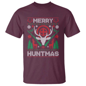 Christmas Hunting T Shirt Merry Huntmas Deer Season Hunter TS09 Maroon Print Your Wear