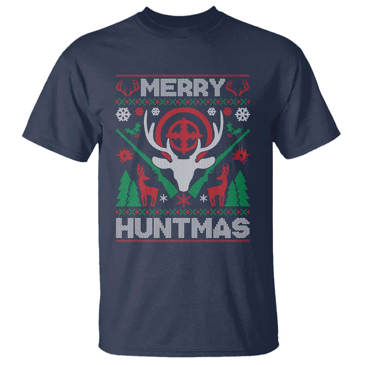 Christmas Hunting T Shirt Merry Huntmas Deer Season Hunter TS09 Navy Print Your Wear