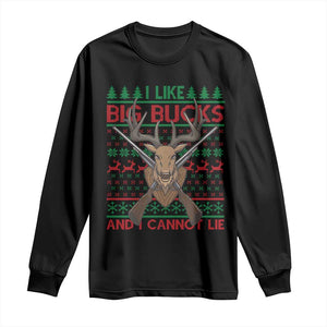 Christmas Hunting Long Sleeve Shirt I Like Big Bucks And I Cannot Lie Deer Hunter TS09 Black Print Your Wear