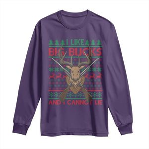 Christmas Hunting Long Sleeve Shirt I Like Big Bucks And I Cannot Lie Deer Hunter TS09 Purple Print Your Wear