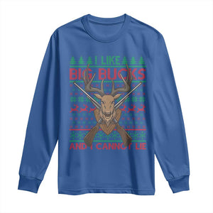 Christmas Hunting Long Sleeve Shirt I Like Big Bucks And I Cannot Lie Deer Hunter TS09 Royal Blue Print Your Wear