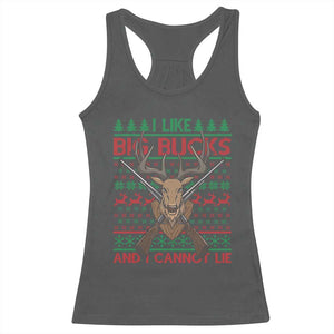 Christmas Hunting Racerback Tank Top I Like Big Bucks And I Cannot Lie Deer Hunter TS09 Dark Heather Print Your Wear