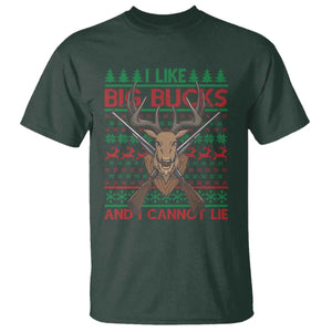 Christmas Hunting T Shirt I Like Big Bucks And I Cannot Lie Deer Hunter TS09 Dark Forest Green Print Your Wear