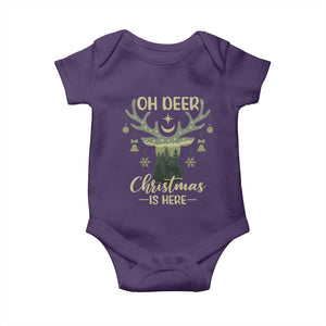 Christmas Hunting Baby Onesie Oh Deer Christmas Is Here Hunter TS09 Purple Print Your Wear