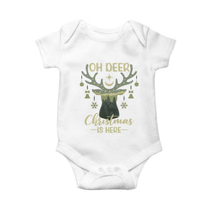 Christmas Hunting Baby Onesie Oh Deer Christmas Is Here Hunter TS09 White Print Your Wear