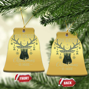 Xmas Hunting Christmas Ornament Oh Deer Christmas Is Here Hunter TS09 Bell Flake Gold Print Your Wear