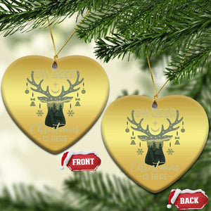 Xmas Hunting Christmas Ornament Oh Deer Christmas Is Here Hunter TS09 Heart Gold Print Your Wear