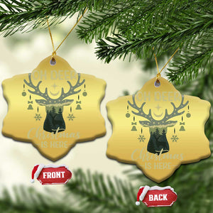 Xmas Hunting Christmas Ornament Oh Deer Christmas Is Here Hunter TS09 Snow Flake Gold Print Your Wear