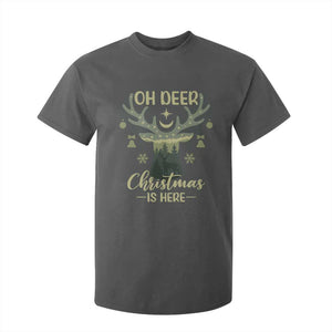 Christmas Hunting T Shirt For Kid Oh Deer Christmas Is Here Hunter TS09 Dark Heather Print Your Wear