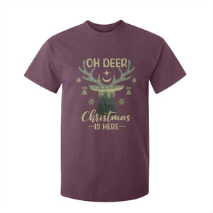 Christmas Hunting T Shirt For Kid Oh Deer Christmas Is Here Hunter TS09 Maroon Print Your Wear