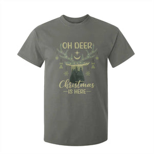 Christmas Hunting T Shirt For Kid Oh Deer Christmas Is Here Hunter TS09 Military Green Print Your Wear