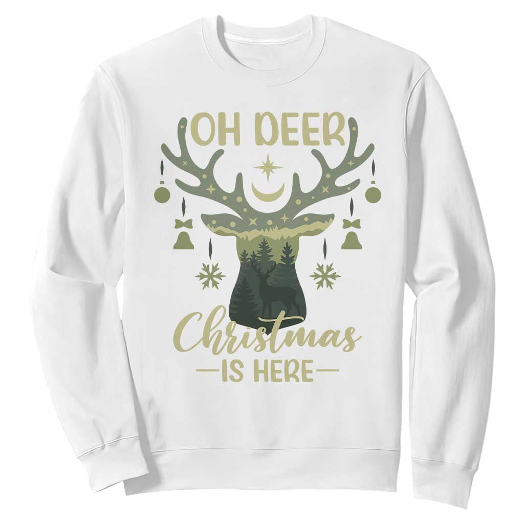 Christmas Hunting Sweatshirt Oh Deer Christmas Is Here Hunter TS09 White Print Your Wear
