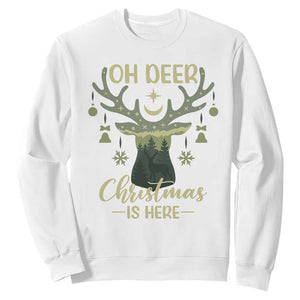 Christmas Hunting Sweatshirt Oh Deer Christmas Is Here Hunter TS09 White Print Your Wear