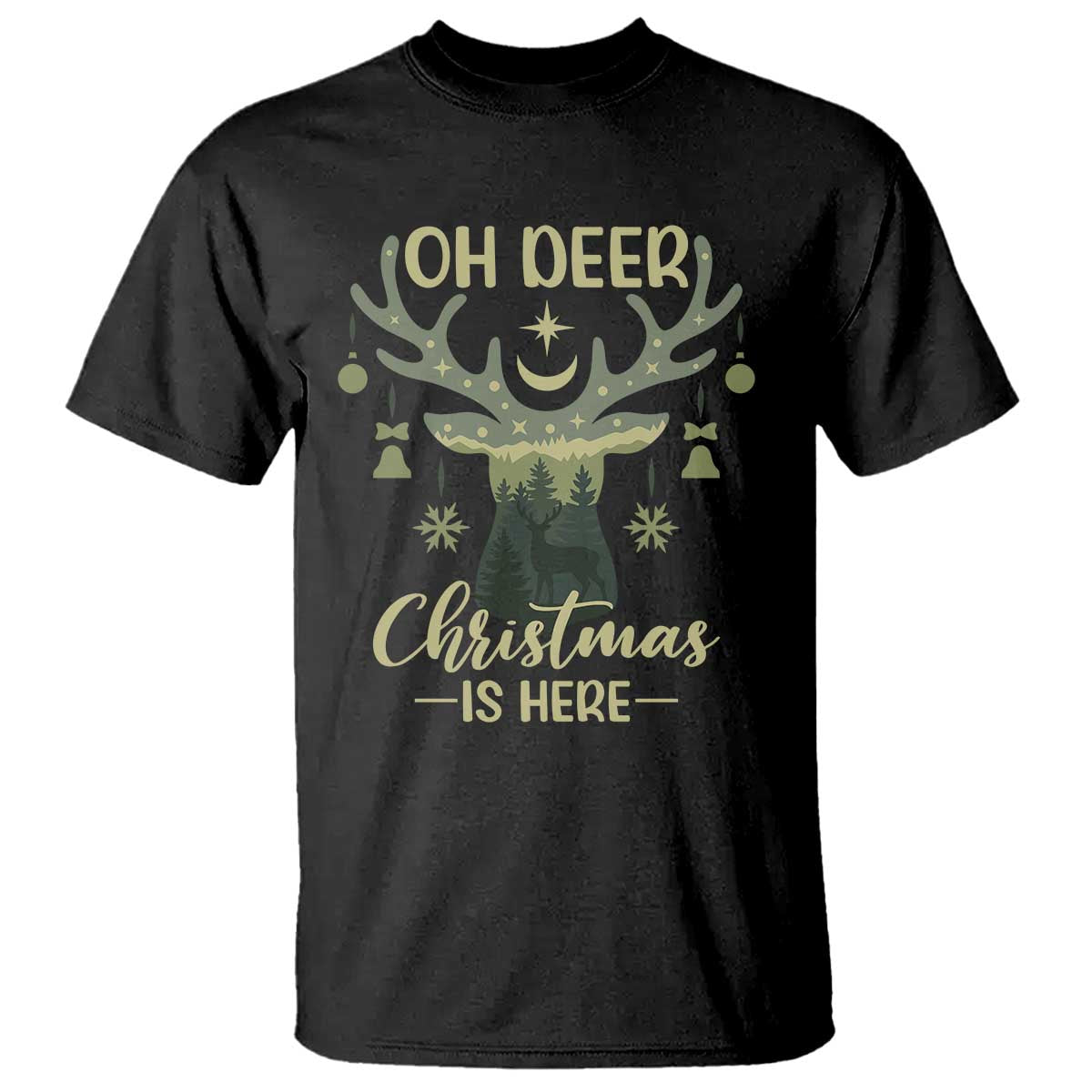 Christmas Hunting T Shirt Oh Deer Christmas Is Here Hunter TS09 Black Print Your Wear