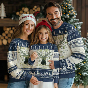 Xmas Hunting Ugly Christmas Sweater Oh Deer Christmas Is Here Hunter TS09 Navy Print Your Wear