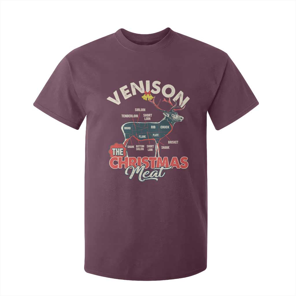 Christmas Hunting T Shirt For Kid Venison Meat Deer Season Hunter TS09 Maroon Print Your Wear