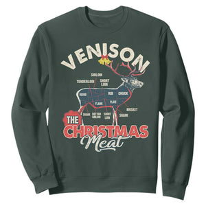 Christmas Hunting Sweatshirt Venison Meat Deer Season Hunter TS09 Dark Forest Green Print Your Wear