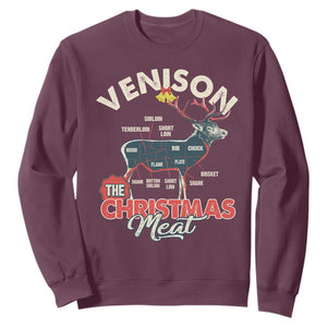 Christmas Hunting Sweatshirt Venison Meat Deer Season Hunter TS09 Maroon Print Your Wear