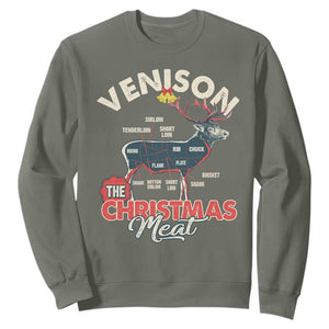 Christmas Hunting Sweatshirt Venison Meat Deer Season Hunter TS09 Military Green Print Your Wear