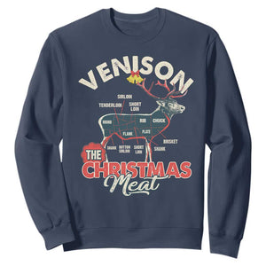 Christmas Hunting Sweatshirt Venison Meat Deer Season Hunter TS09 Navy Print Your Wear