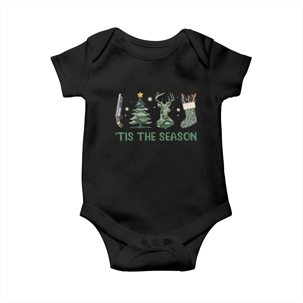 Christmas Hunting Baby Onesie Tis The Season Hunting Camo Hunter TS09 Black Print Your Wear