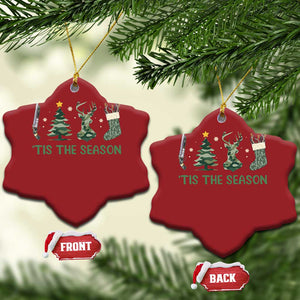 Xmas Hunting Christmas Ornament Tis The Season Hunting Camo Hunter TS09 Snow Flake Red Print Your Wear