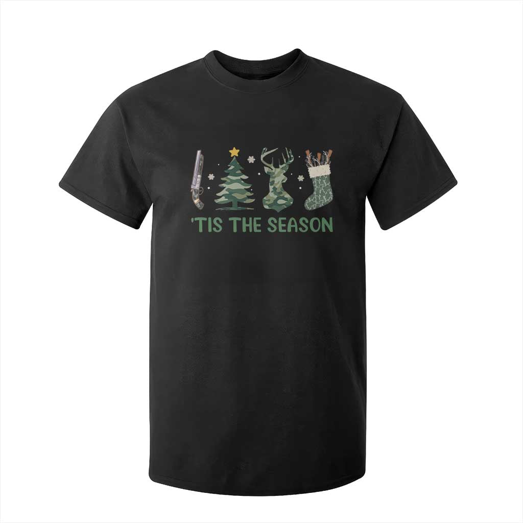 Christmas Hunting T Shirt For Kid Tis The Season Hunting Camo Hunter TS09 Black Print Your Wear